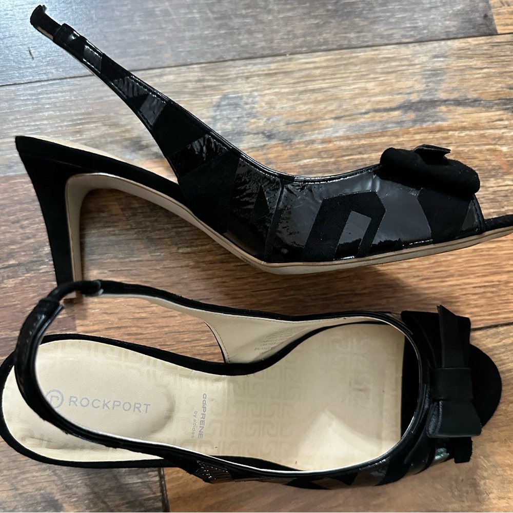 Rockport black sling back heels adiprene by adidas Sz 9.5W